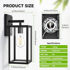 Double Extra 14.9" Large Outdoor Wall Light Fixture Black waterproof - Image 6