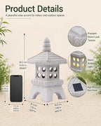 Nacome Solar Pagoda Garden Statues: 15.7-Inch Gray Outdoor Zen Decor - Image 3