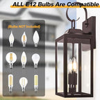 19" Oil Rubbed Bronze Outdoor Wall Lantern 2-Light, Porch & Patio Lights - Image 5