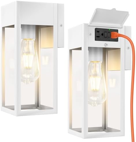 Porch Lights with GFCI Outlet, Outdoor Wall Light Fixtures, 2Pack by WelcometoOYKYOHEI