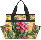 Cactus Pink Floral Garden Tool Bag with Hard Bottom and 10 Pockets by Unknown