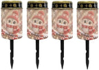 Poceacles Solar Lights Winter Holiday Decor Outdoor Solar Powered Outdoor Cemetery Stake Candle Grave Lamp Waterproof Grave Flameless Candle, Cute Owl Print, 4 Piece Set by Poceacles