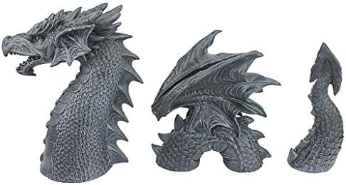 Design Toscano The Dragon of Falkenberg Castle Moat Lawn Garden Statue, 28 Inch Long, 14 Inch Tall, Cast Stone Resin, Gray Stone Finish - Image 6