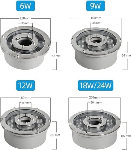 RGB LED Ring Fountain Light with Remote Control, IP68 Waterproof Underwater Submersible Pond Light for Garden Pool Water Feature Illumination(AC24V,24W) - Image 2