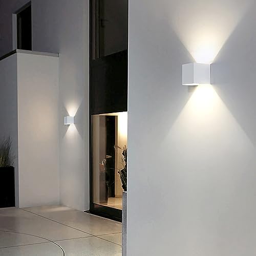4 PCS LED 12W Outdoor Wall Lights Sconces Exterior/Interior Up and Down Lights IP65 Waterproof Modern Outdoor Lighting Fixtures Square Aluminum Exterior Wall Mount Light White 4000K Natural Lights - Image 2
