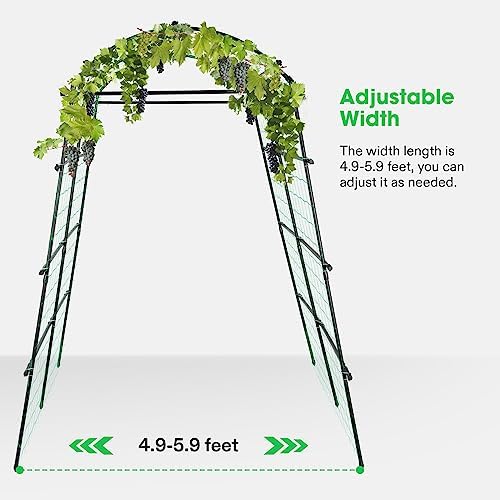 VIVOSUN 7Ft. Arch Trellis for Climbing Plants, 7 x 6 x 7ft Tall Metal Tunnel Trellis, Lightweight Metal Plant Support Archway with Nylon Netting for Climbing Vine, Vegetables, Fruits, Flowers, Black - Image 5