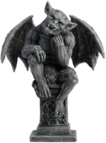Veronese Design 7 1/8 Inch Beast Gargoyle Thinker Pose on Pedestal Polyresin Collectible Statue Figurine Gothic Fantasy Decor for Home or Gift by VeroneseDesign