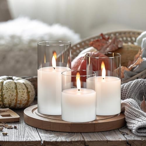 Rechargeable Glass LED Flameless Candle Battery Operated Remote Timer Clear - Image 3