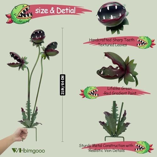 Venus Flytrap Garden Stake - 25inch Metal Outdoor Flowers Yard Art - Image 4