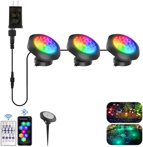 T-SUN RGB Submersible Pond Lights with APP and Remote Control 3 Pack by T-SUN