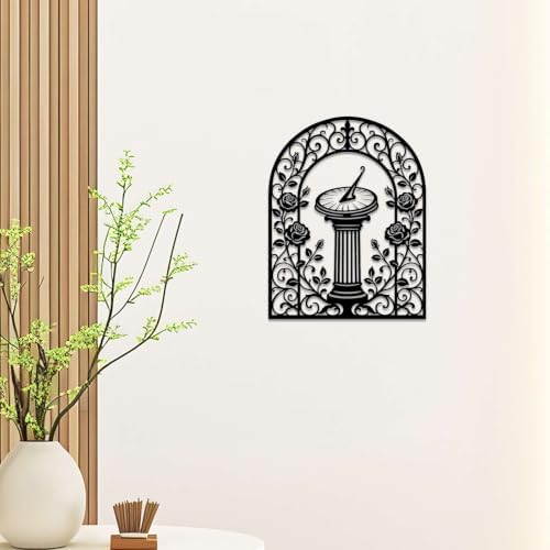Sundial and Rose Garden Metal Wall Art, Metal Signs, Metal Outdoor Decor, WallArt Decor, Vintage Gothic Artwork, Elegant Wall Decoration for Living Room Bedroom, Stunning Home Decor Piece. (Black,24inch) - Image 4