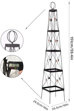 Wrought Iron Obelisk Trellis Sturdy Durable Easy Install Climbing Plants - Image 2