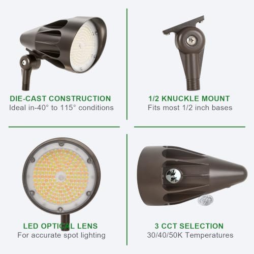 LED Bullet Spotlight Flood Light 30W/40W/50W Selectable Landscape Spotlight - Image 4