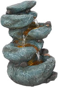 Alpine Corporation TZL418 14" 3 Tier Rock Fountain with LED Lights, Elegant Cascading Water Feature for Tabletop, Indoor Decor, Relaxing Stone Waterfall for Home & Office, Gray by Unknown