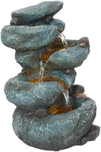 Alpine Corporation TZL418 14" 3 Tier Rock Fountain with LED Lights, Elegant Cascading Water Feature for Tabletop, Indoor Decor, Relaxing Stone Waterfall for Home & Office, Gray by Unknown