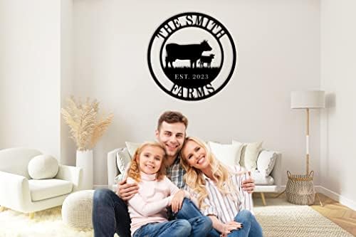 Personalized Cow Calf Metal Sign, Personalized Family Monogram Name Sign, Custom Cow Calf Farm Sign - Image 3