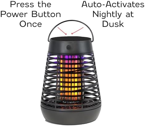 PIC Portable Bug Zapper, 600V Solar Powered Insect Trap & Fly Zapper for Outdoor Use, LED Flickering Flame, Activates Automatically in Dark, Weatherproof Outdoor Fly Trap, Kills Bugs on Contact - Image 3