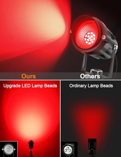 Halloween Red Landscape Lights Outdoor, 14 LED Landscape Lighting with US Plug, IP65 Waterproof Spotlights for Tree Yard Garden Pathway Christmas Decor 8 Pack - Image 6