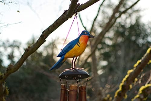 Cohasset Gifts Bamboo Wind Chime | #175EB | Eastern Blue Bird Bamboo Wind Chime | Wood, Outdoor, Home Décor for Decks, Garden, Porch | Hand Painted Blue | - Image 2
