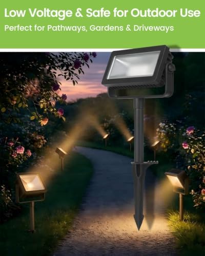 Outdoor LED Spotlight with Metal Spike 33W 3-Level Dimmable Adjustable Die-Cast Aluminum Landscape Lighting, Wet Location ETL UL CSA Qualified Safe for Garden, Yard & Tree Illumination - Image 5