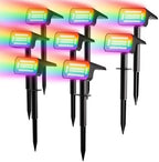 Fabrito Color Changing Solar Spot Lights Outdoor 8 Pack, [6+1 Lighting Modes] Auto On/Off RGB Spotlights, Waterproof Multicolor Landscape Lights for Garden, Tree, Halloween, Christmas by Fabrito-topbrandinlandscapespotlights