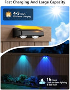 Solar Fence Lights 8 Pack 9 Colors & 11 Lighting Modes Solar Wall Lights Outdoor Waterproof IP65 RGB Color Changing Fence Lights Solar Powered for Garden Yard Patio Deck Step Patio Wall - Image 4