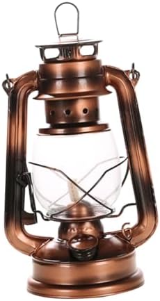 Iron Vintage Lantern Glass Lamp Portable Hanging Kerosene Camping by ORFOFE