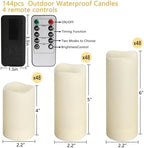 144-Pack LED Flameless Flickering Candles with Remote Control and 2/4/6/8 H Timer Led Pillar Candles of Wedding, Table, Halloween,Christmas Decorations and Special Occasions (Three Sizes) - Image 4