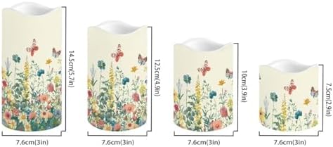 Flameless Pillar Candles Set of 4 Battery Operated Candles with Timer Remote and Color Changing Led Candles Tea Light Fake Candles Living Room Home House Decor Floral and Butterfly - Image 2