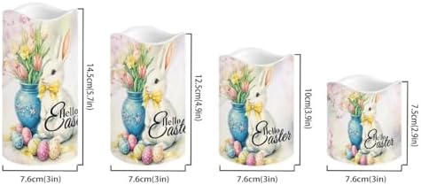 Rabbit Tulip Candles Flameless Candles with Remote and Timer LED Pillar Candles Set of 4 Candles Battery Operated Electric Fake Candles for Home Easter Decor - Image 2