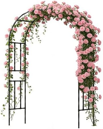 Twira Garden Arch Trellis, 7.9FT(240cm) Metal Garden Arbor Trellis for Climbing Plants Outdoor, Large Wedding Arch for Ceremony, Black Archway Trellises Decoration for Lawn, Patio, Backyard by TWIRA