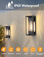PARTPHONER Modern Outdoor Light Fixture, Exterior Wall Sconce Waterproof Porch Light, Outside Lamp for House with Water Glass for Garage Doorway - Image 4