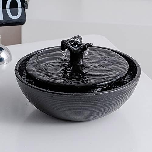 Ceramic Tabletop Water Fountain Feature for Indoor and Outdoor Home Decoration Table Desktop Office (Black) by Unknown