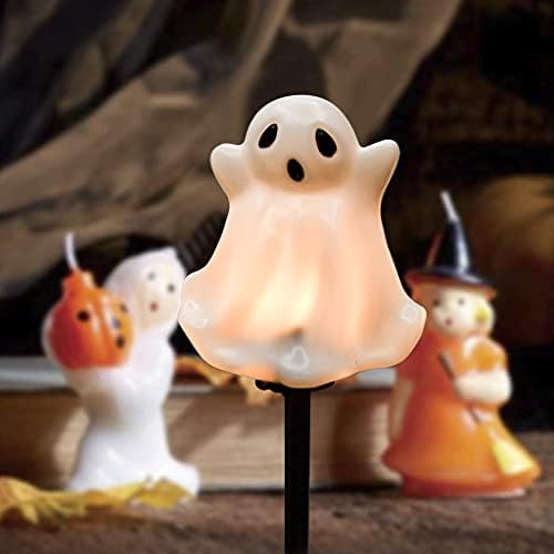 SUNSGNE Halloween Ghost Pathway Lights Outdoor, Set of 4 Ghost Halloween Stake Path Lights with C7 LED Bulbs for Outdoor Yard Walkway Garden Party Decoration - Image 4