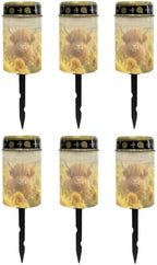 Poceacles Outdoor Lights Solar Grave Candle Solar Cemetery Candles LED Automatic Outdoor Flameless Cemetery Lights for Loss of Dad, Sunflower Highland Cow, Set of 6 by Poceacles