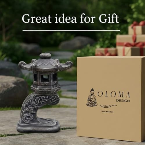 OLOMA Detailed Ranki Japanese Pagoda Concrete Garden Statue Stone Pagoda Asian Ornament Zen Outdoor Handcrafted Garden Decor Patio Lawn Outdoor Landscaping Accent - Image 4