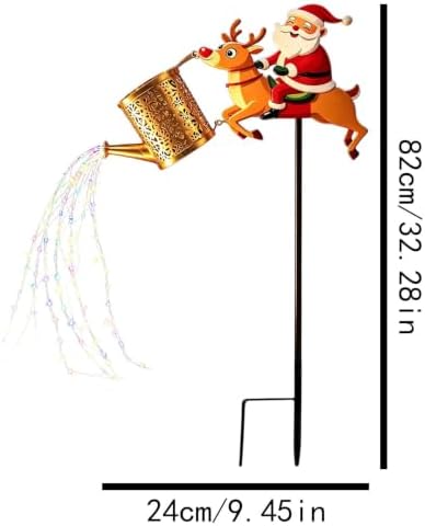 Solar Watering Can Lights - Christmas Santa LED Metal | Outdoor Yard Stake - Image 5
