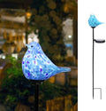Solar Garden Stake, Hand-Blown Glass Bluebird Light Outdoor Garden Decor by Bshine