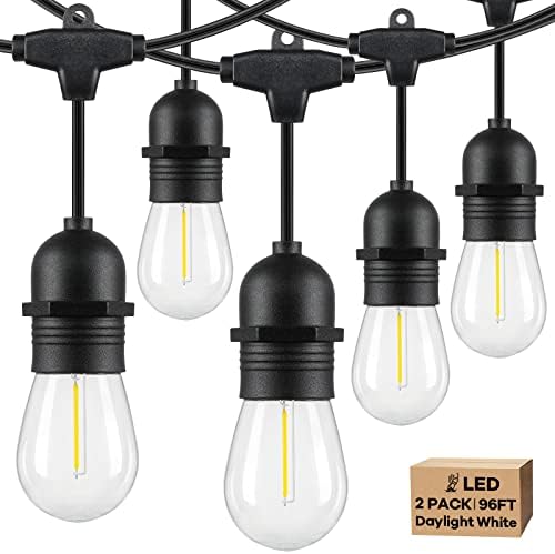 Lakumu 2-Pack 96FT Outdoor String Lights with E12 Filament S14 LED Bulbs by Lakumu