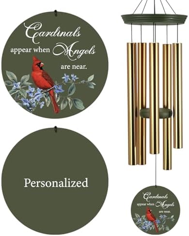 Personalized Cardinal Wind Chimes, Memorial Gifts for Loss of Mom Dad by Astarin
