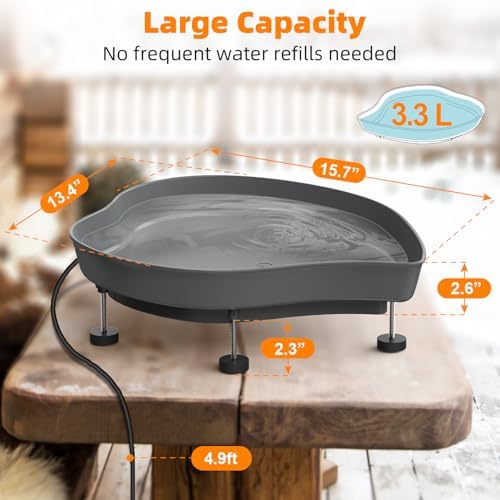 Heated Bird Baths for Outdoors, 60W Thermostatic Winter Birdbath - Gray - Image 5