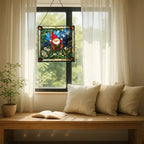 Swinging Garden Gnome Stained Glass Suncatcher – Square Hanging Window Panel for Home or Greenhouse – Whimsical Glass Art Gift for Garden Lovers, Christmas, Halloween, Father Days 1qxQ97 - Image 7