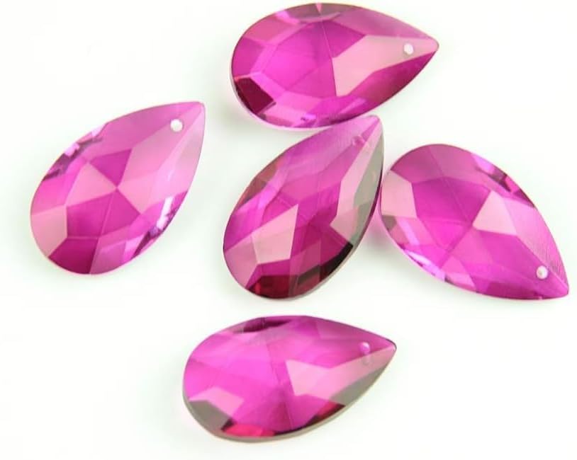 Garden Suncatcher Pendant Crystal Pendant Teardrop Glass Decorative Pendant Glass Colored Prism Pendant Necklace (Color : Fuchsia, Size : 38 mm 100 Pieces) by Unknown