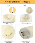 12" Tall Flameless Candles, Waterproof LED Pillar Candles with Remote Timer - Image 3