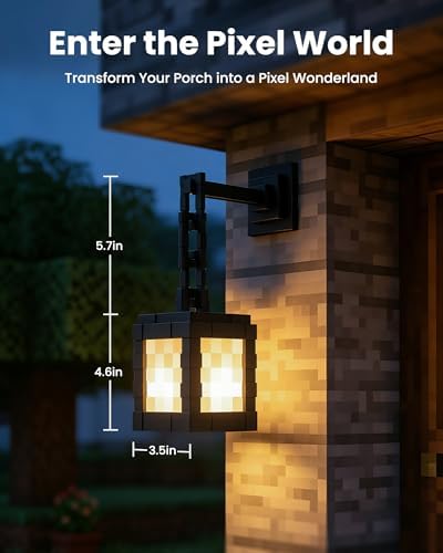 Pixelated Solar Lanterns Outdoor Waterproof, USB-C & Solar Hanging Light - Image 2