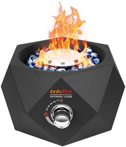 14" Modern Gas Fire Pit Bottom-Mounted for Table with Umbrella Hole, FP003 by ONLYFIREOUTDOORLIVING