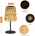 2pcs Outdoor Table Lamp: Rechargeable LED Solar Lantern for Garden Yard, Waterproof Solar Lights Outdoor Cordless Table Rattan Lamp, Small Deck Lamp for Balcony Patio,Gift for Women Mother Days - Image 2