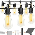 100FT Solar String Lights Ourdoor Waterproof,Patio Lights Solar Powered with Remote,ST38 32 Vintage Edison Bulbs,Solar Lights Outdoor Waterproof, Outside Powered Hanging Lights for Patio by OOOLED