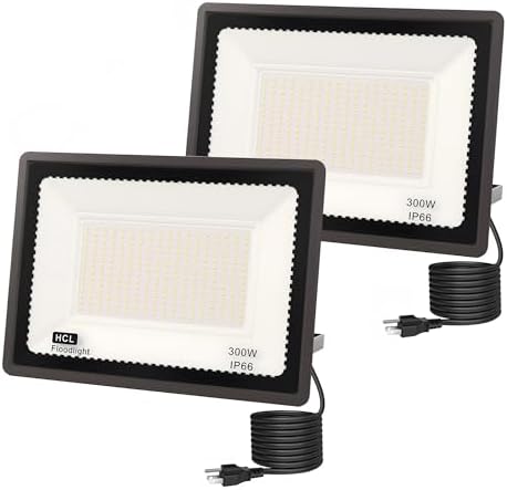 L LOHAS LED 300W Dusk to Dawn Plug in Flood Light Outdoor 6000K 2 Pack by LLOHASLED