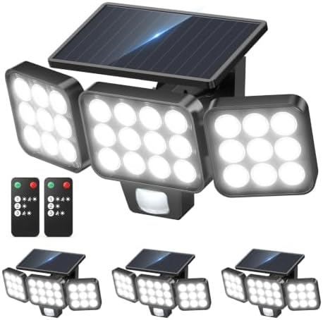 Solar Flood Lights, 3500LM Motion Sensor Outdoor Lights with Remote by TuyLuxeHome